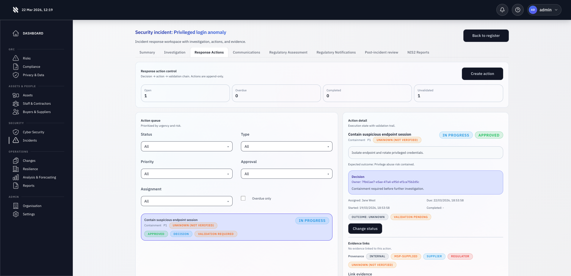 Fig Incident Management platform view