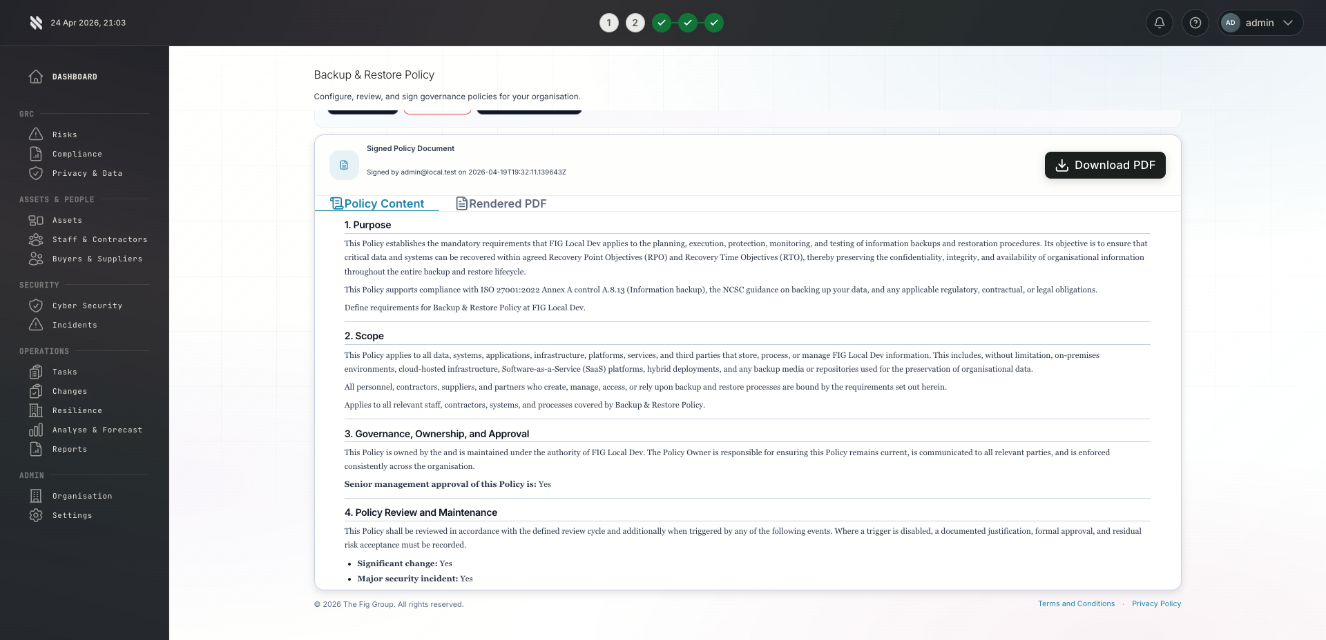 Fig Policy Management platform view